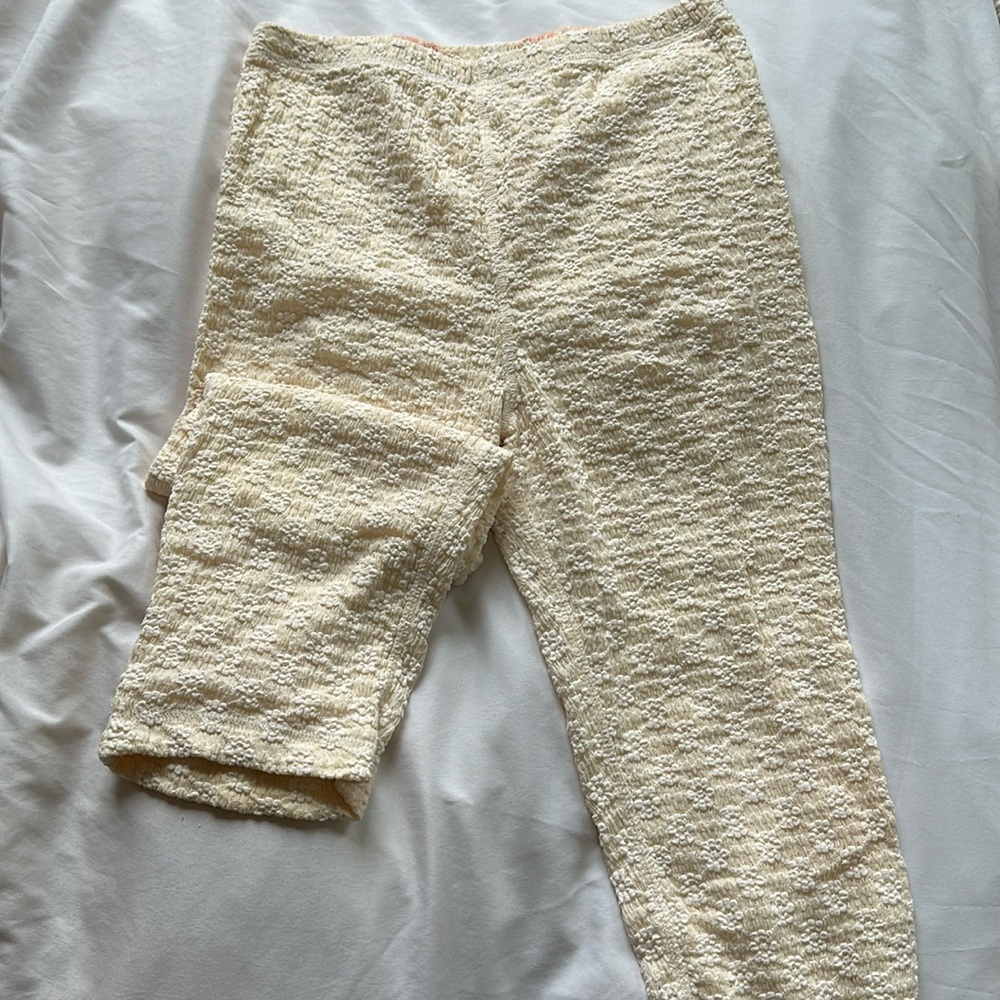 Free People Cream Floral Capris